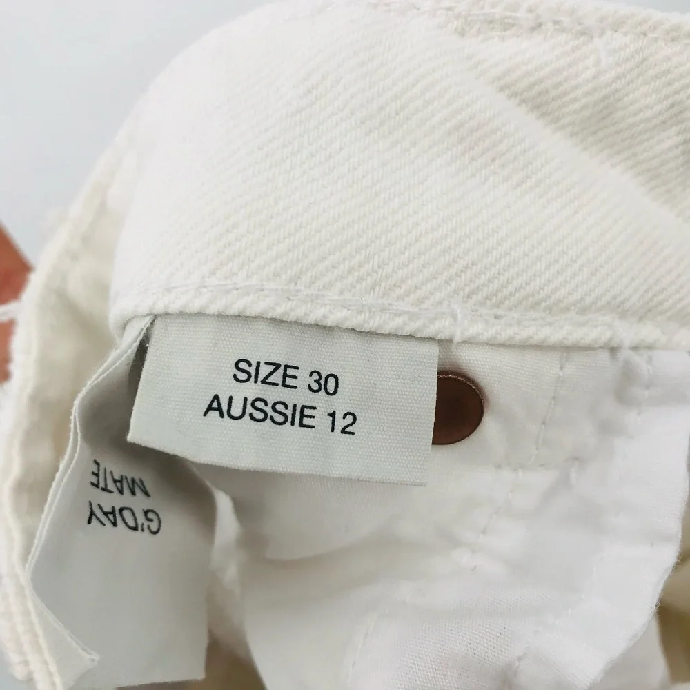 Rolla's Original High Rise Straight Leg Distressed Jeans White Size 30 - Picture 5 of 11